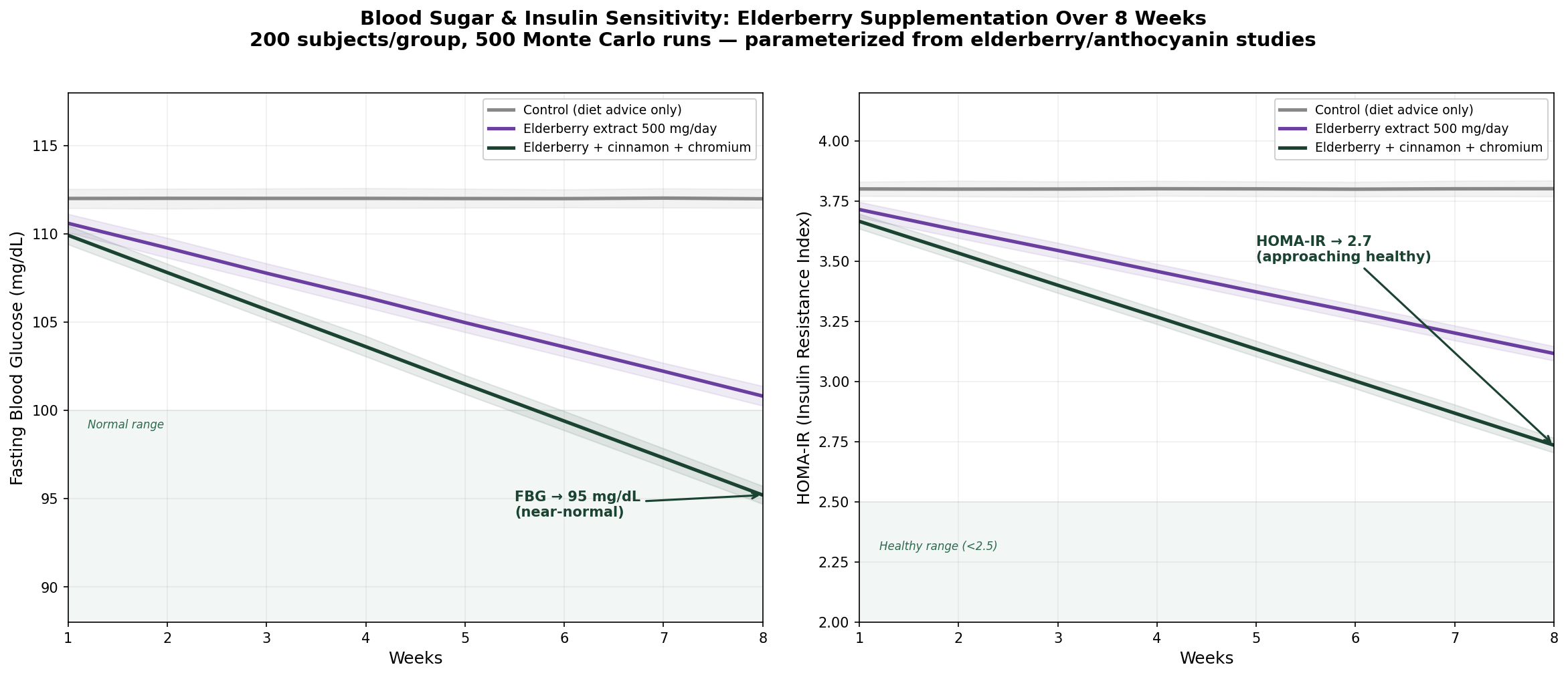 Blood sugar and insulin sensitivity simulation