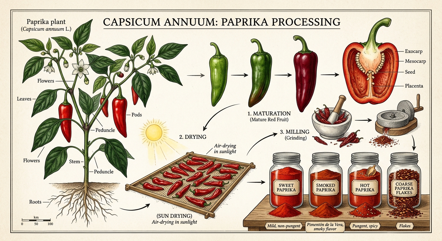 Paprika peppers and ground spice