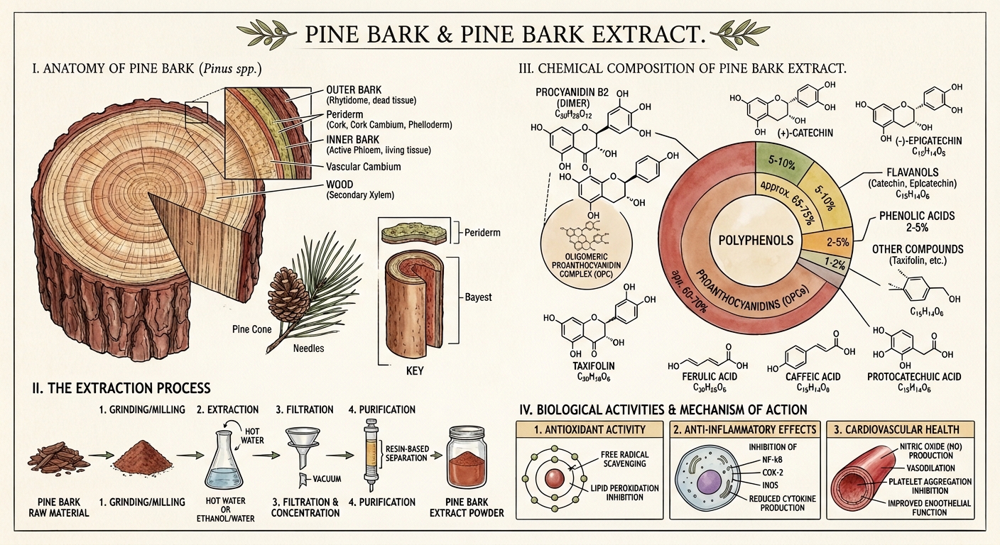 Pine Bark Extract — anatomy, extraction, chemistry, and mechanisms